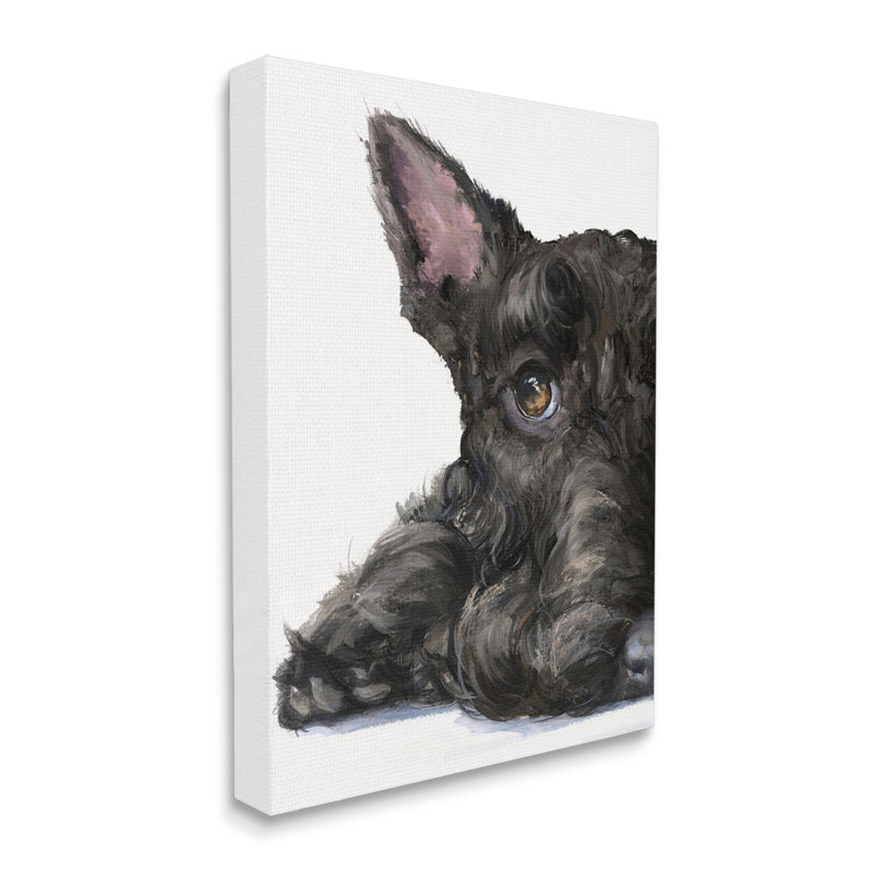 «Sleepy Scottish Terrier Portrait Adorable Pet Dog» par George Dyachenko - peinture sur toile, H 40 po x l 30 po