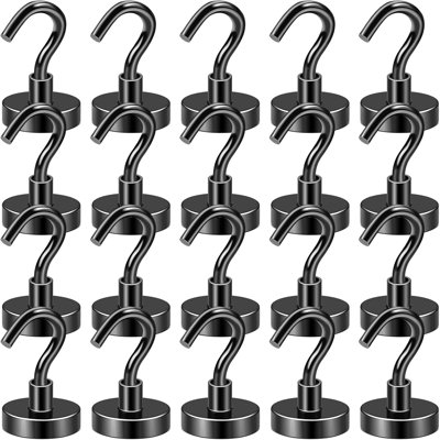 Magnetic Hooks, 50 LB Heavy Duty Magnet With Hooks, 20 Packs Strong Rare Earth Neodymium Magnet Hooks For Hanging, Magnetic Hanger For Curtain, Home, Kitchen, Workplace