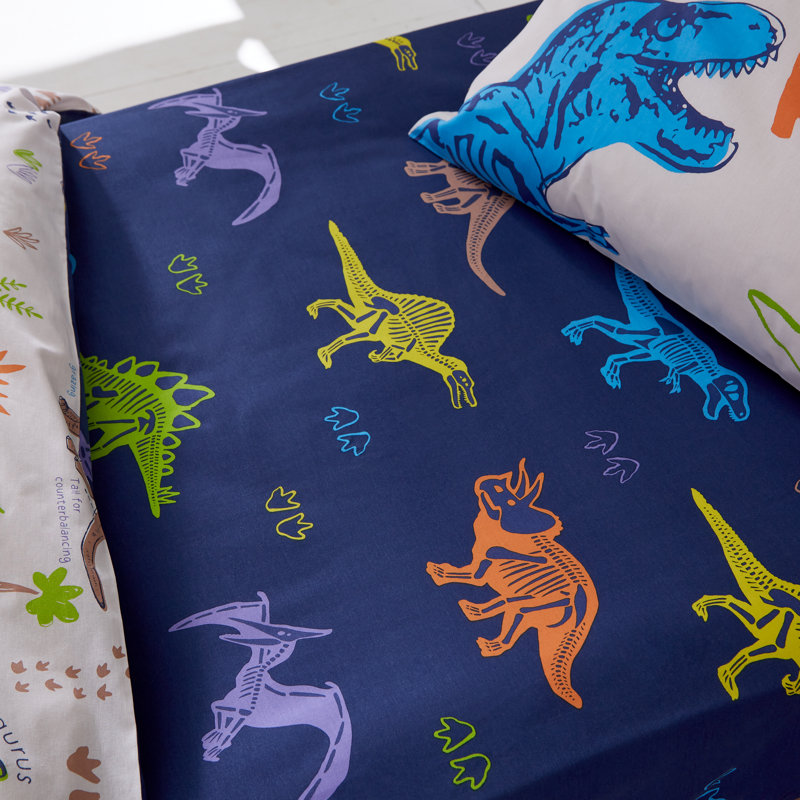 Prehistoric Dinosaurs Fitted Sheet, Single