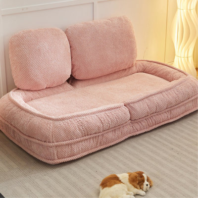 Paresseux rose pour le salon, 5 positions réglables, canapé de lit pour animal de compagnie en éponge élastique, réglages, moelleux et doux