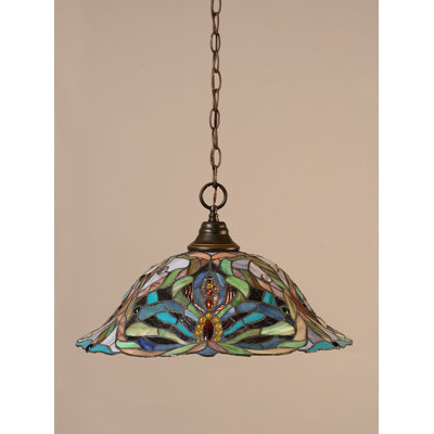 Chain Hung Pendant With 19" Kaleidoscope Art Glass