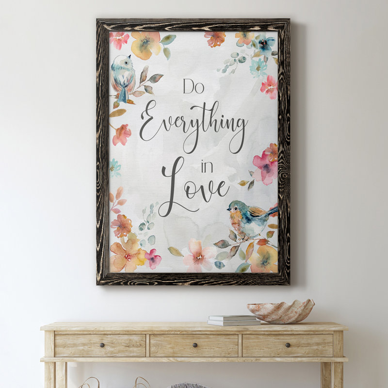 «Spring Bird Love», art textuel sur toile, Noir, H 20 po x l 17 po x P 1 po