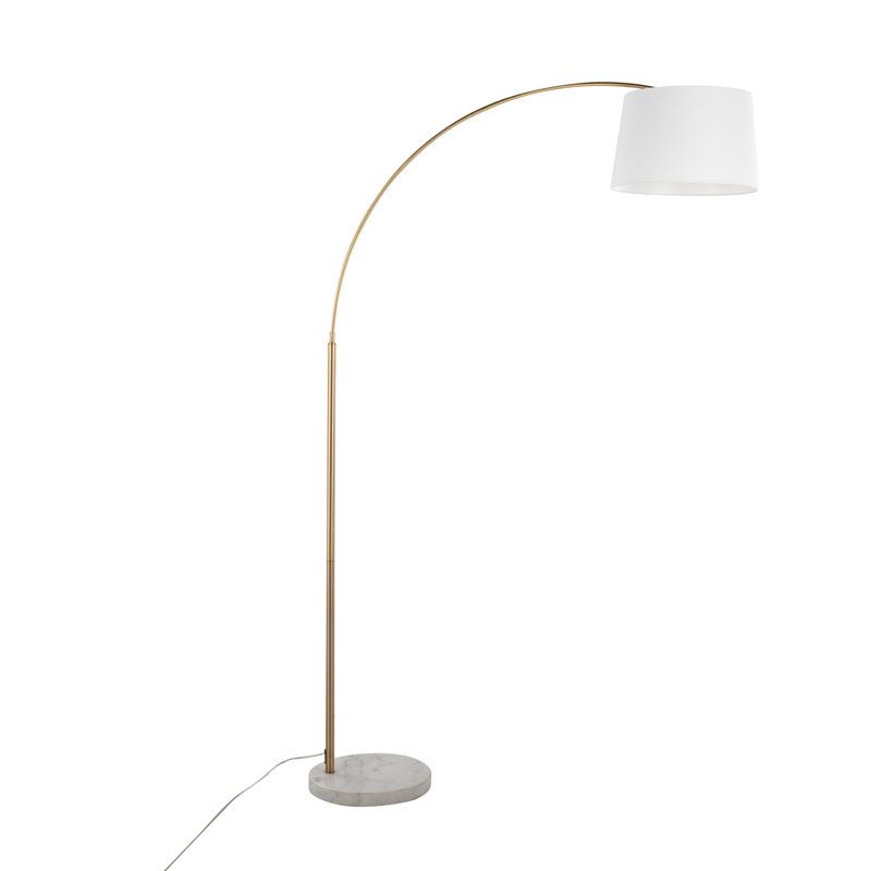 March Contemporary Floor Lamp, Antique Brass, White