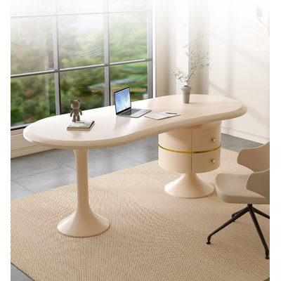 Bureau à plateau en forme de mangue avec double tiroir