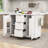 Kitchen Island with Drop Leaf, Power Outlet, Storage-6 Door Shelves and Adjustable Shelves-1245453739