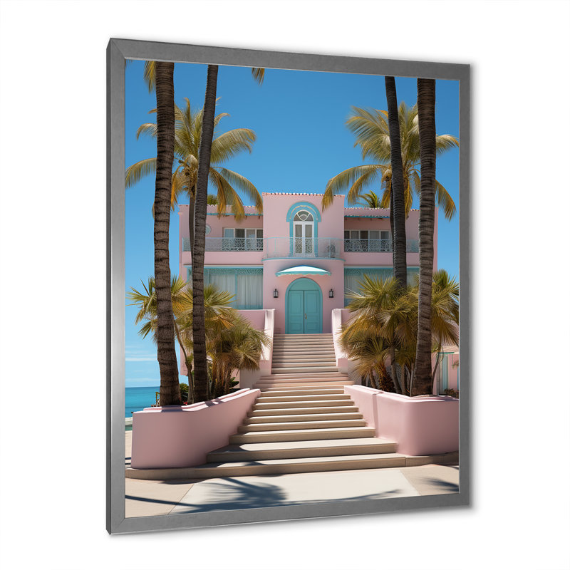 Laragh Miami, maison rose V, Cadre photo argenté, H 32 po x l 16 po x P 1 po