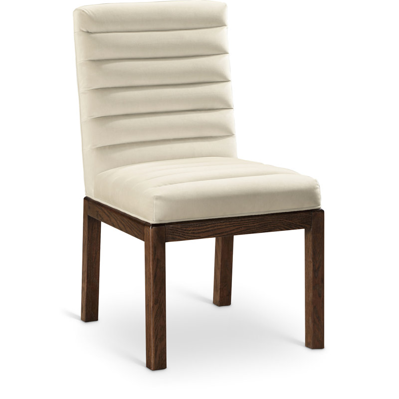 Chaise en velours Evelyn Lametra, Velours crème, Brun