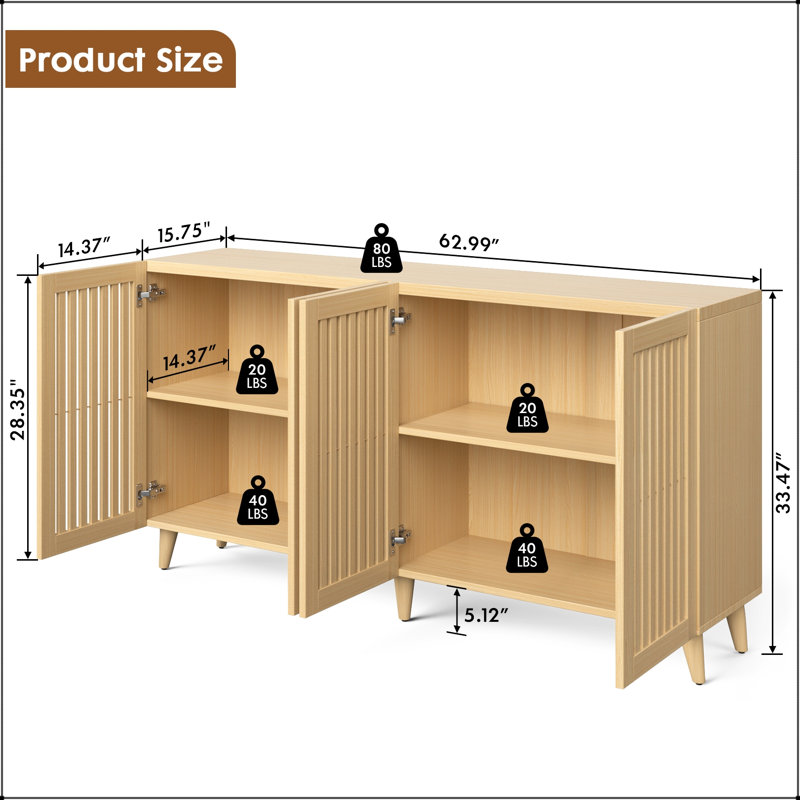 Buffet 4 portes avec panneaux grillagés