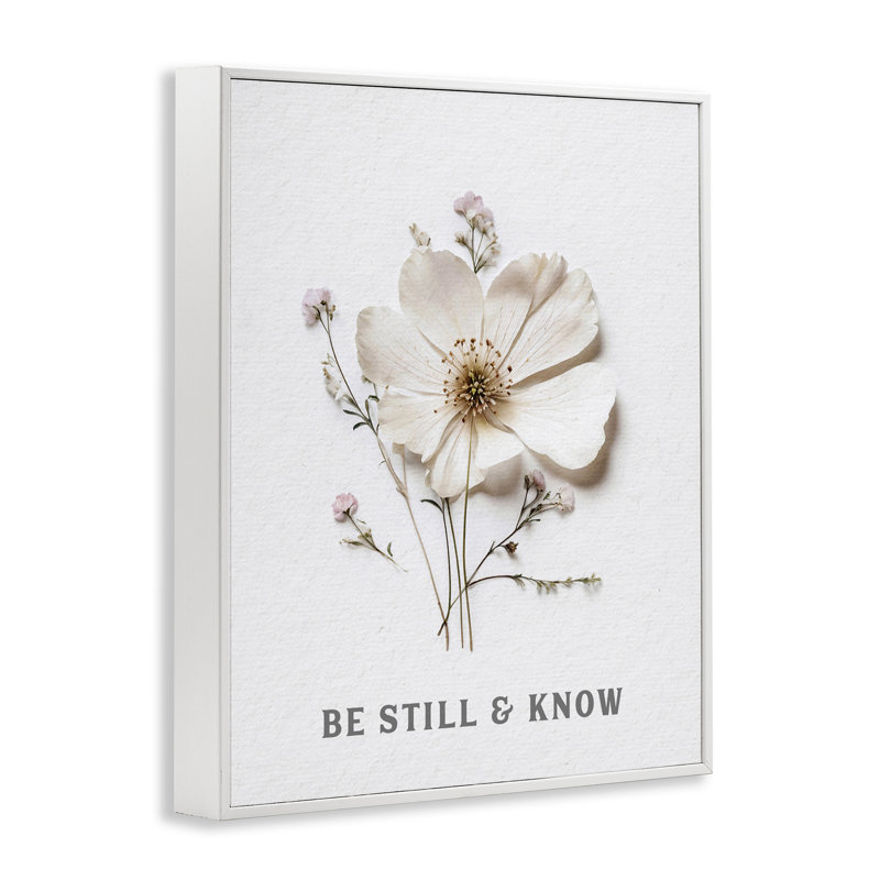 «Be Still & Know Pressed Flowers», giclée encadrée, design par Lettré et doublé, H 14 po x l 11 po
