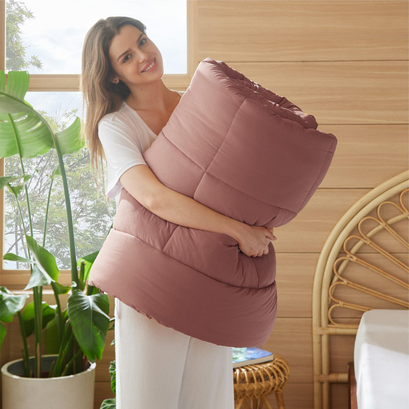 Bedsure King Box-Stitch Down Alternative Duvet Insert – Dusty Pink , All-Season Comforter, King Comforter, Dusty Pink