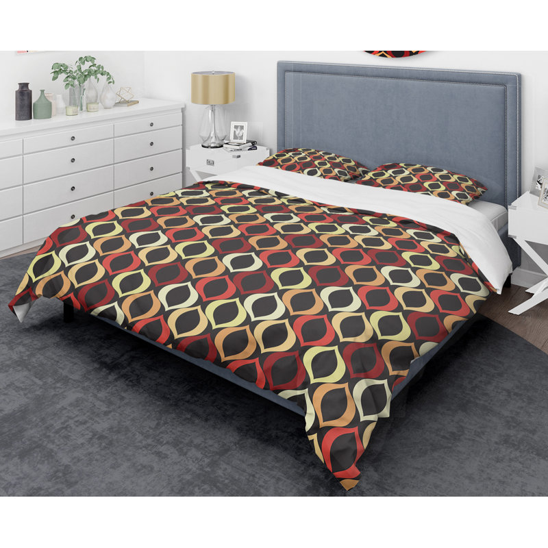 Retro Art Deco - Mid century bedding set - Modern Mid-century Bed cover set, Full/Queen Duvet Cover + 2 Shams