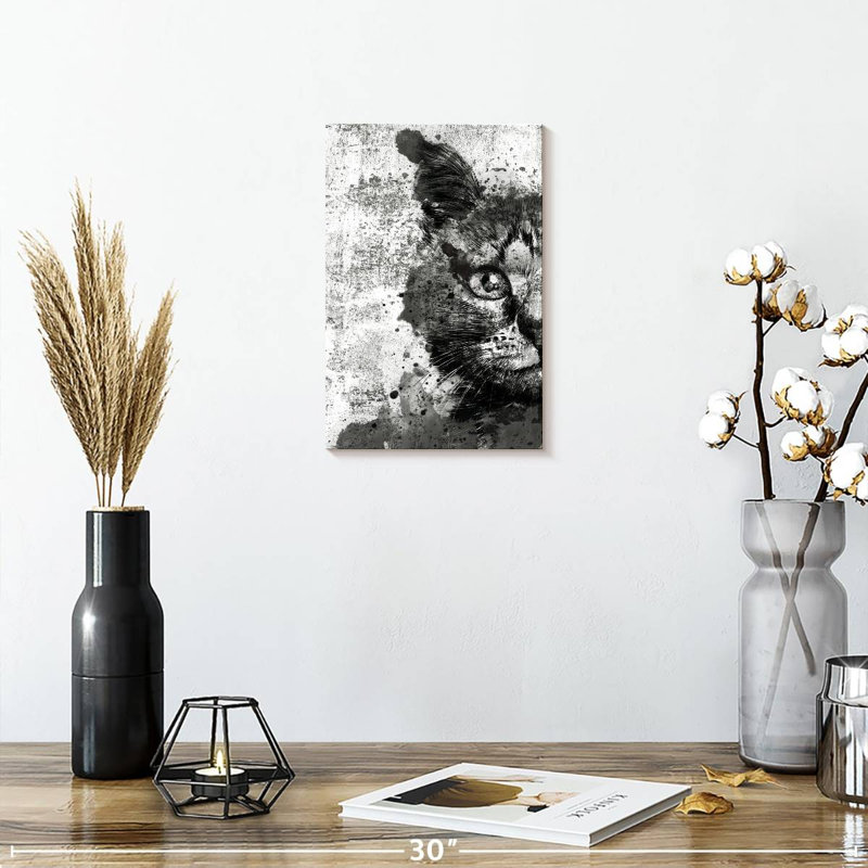 Brampt Cat Face Black And White, 12" H x 8" W