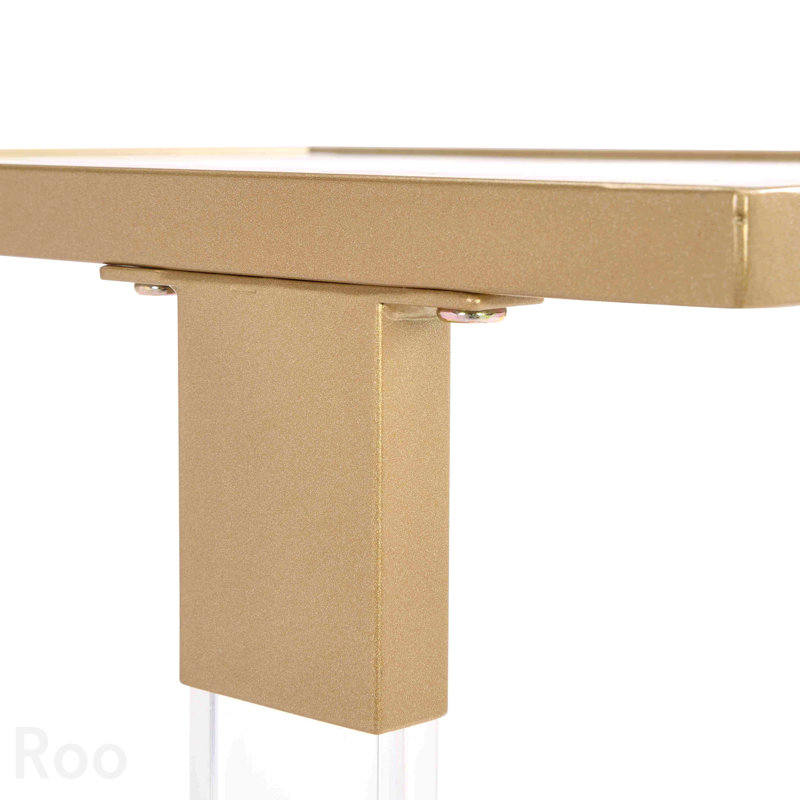 Table d'appoint dorée, table de canapé en acrylique, table carrée en C avec plateau en verre et base en métal pour le salon, la chambre à coucher, le balcon, la maison et le bureau