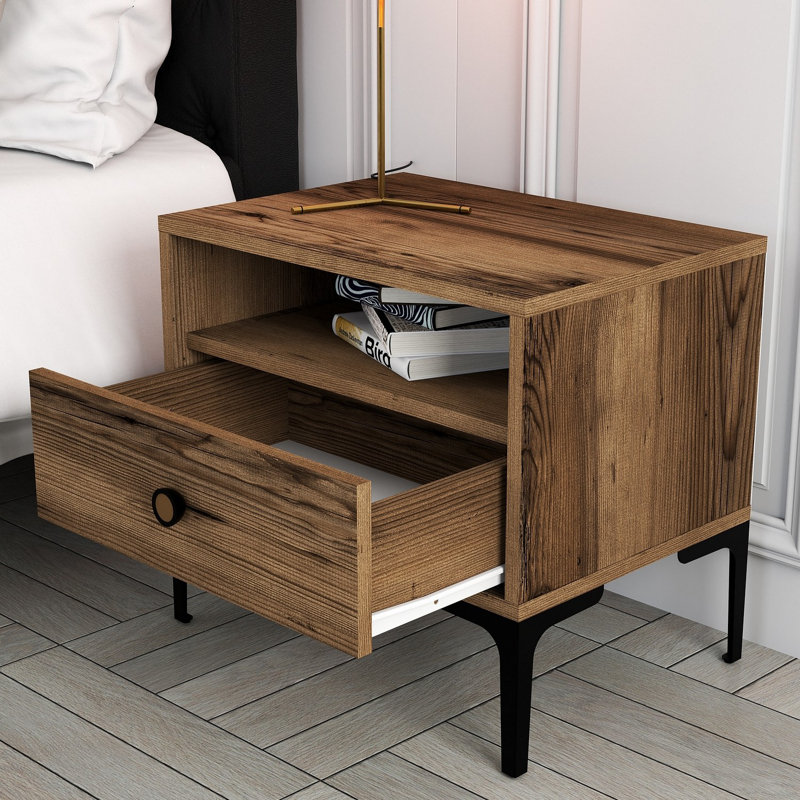 Table de chevet Paucker, Brun