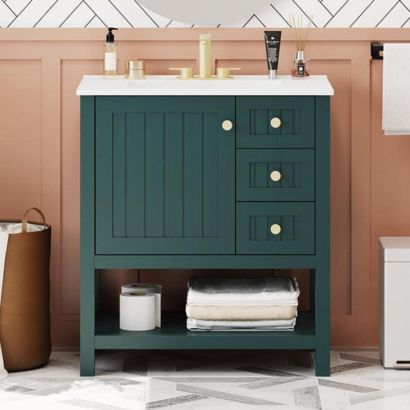 Meuble-lavabo de style transitionnel 30 po avec lavabo en céramique