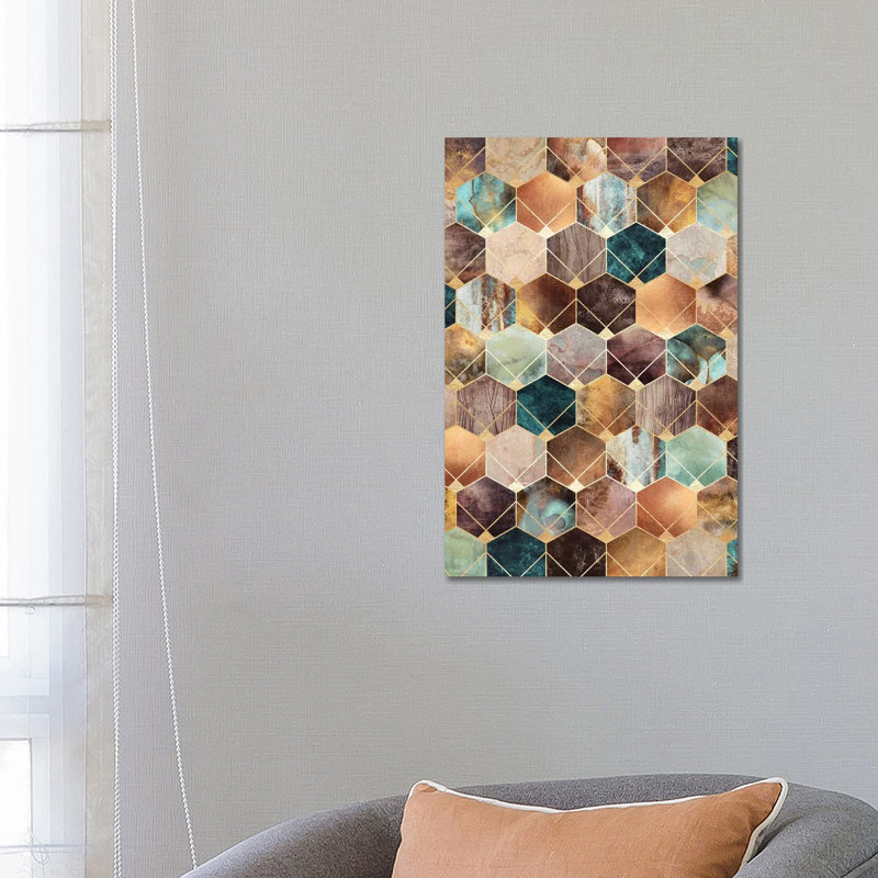 Natural Hexagons And Diamonds by Elisabeth Fredriksson - Wrapped Canvas Print, 66.04 cm H x 45.72 cm W x 1.91 cm D