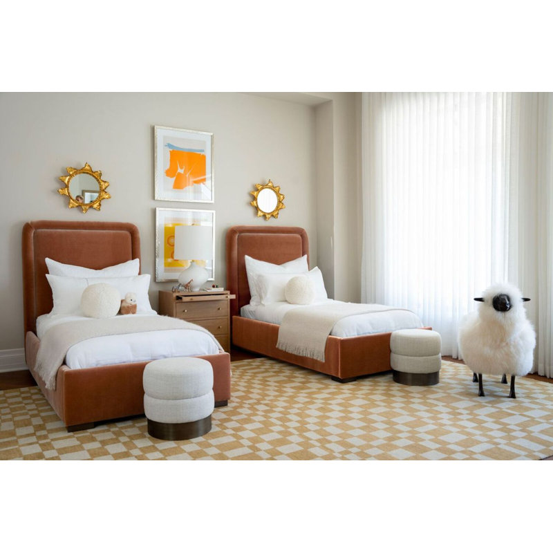 Lit tapissier standard Karlin, Lit simple, Brun