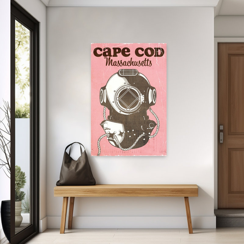 Vintage Cape Cod Diver Industrial Retro Vintage Coastal Ocean Wall Art Print 1 Piece Wrapped Canvas Wall Art