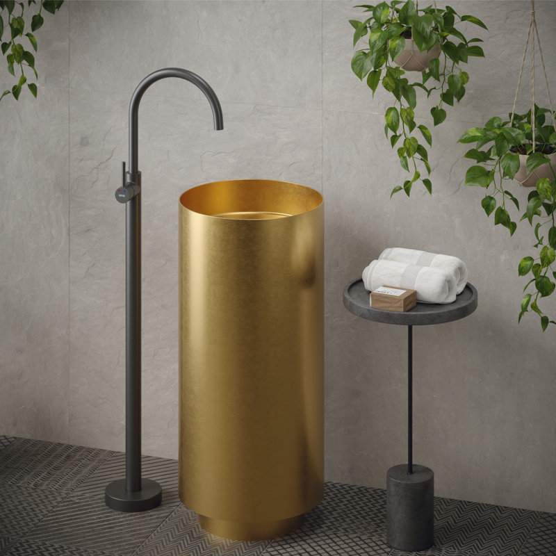 Robinet de salle de bain autoportant à poignée simple gris acier Karran Howick KBF650, Gris bronze