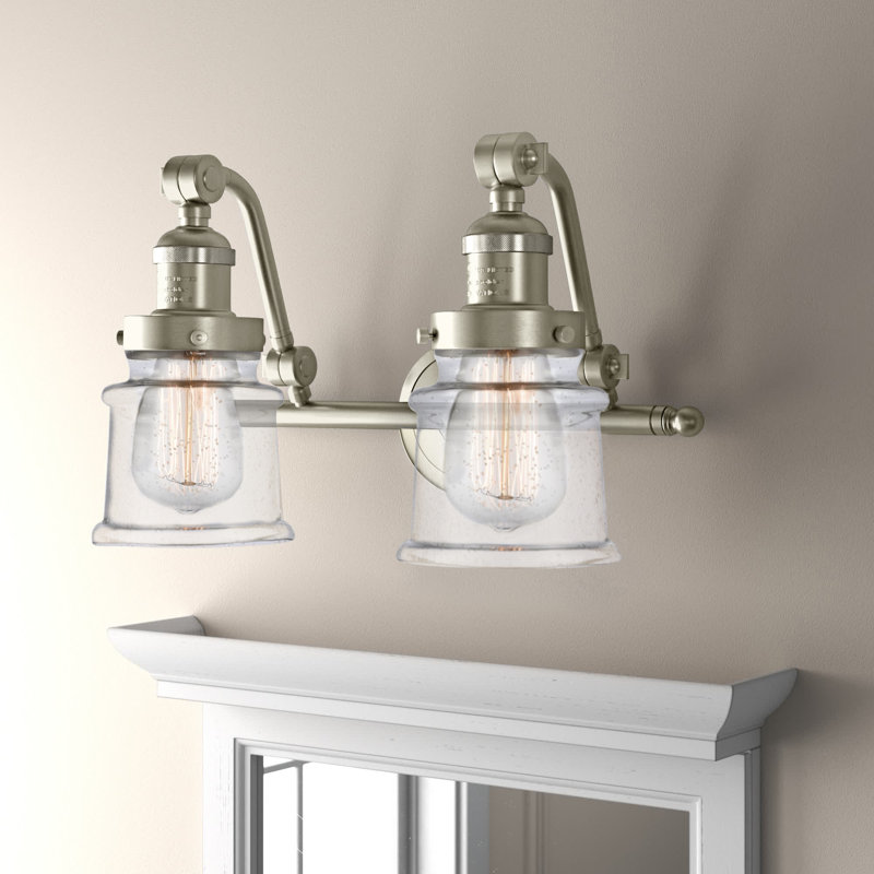 Éclairage pour salle de bain 2 lumières Alexandira, Nickel satiné brossé, Ampoule DEL 6 watts Vinage, Transparent