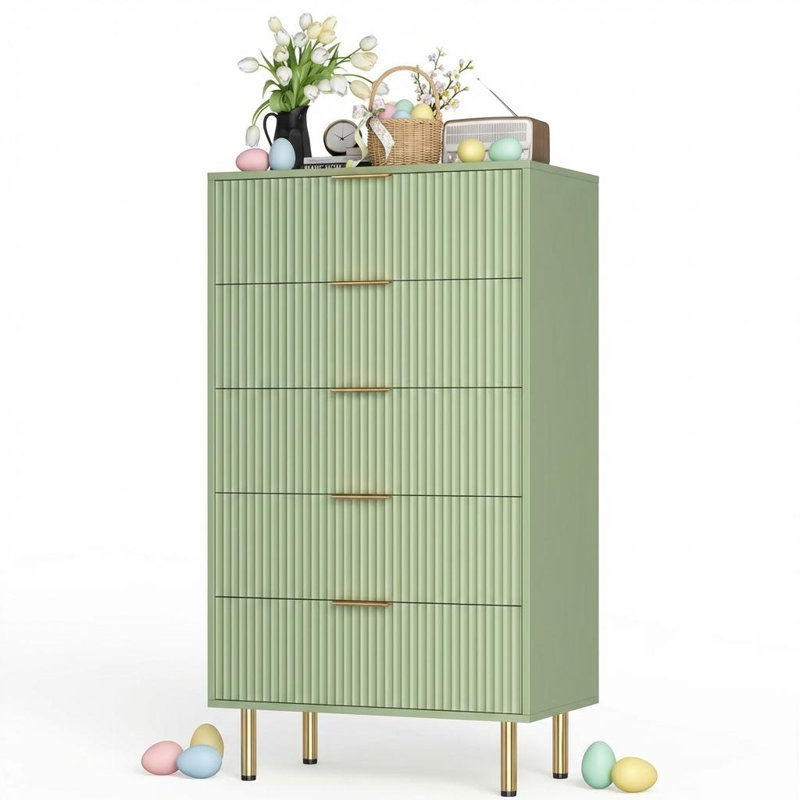 70.1cm W 5 - Drawer Chest of Drawers, Green