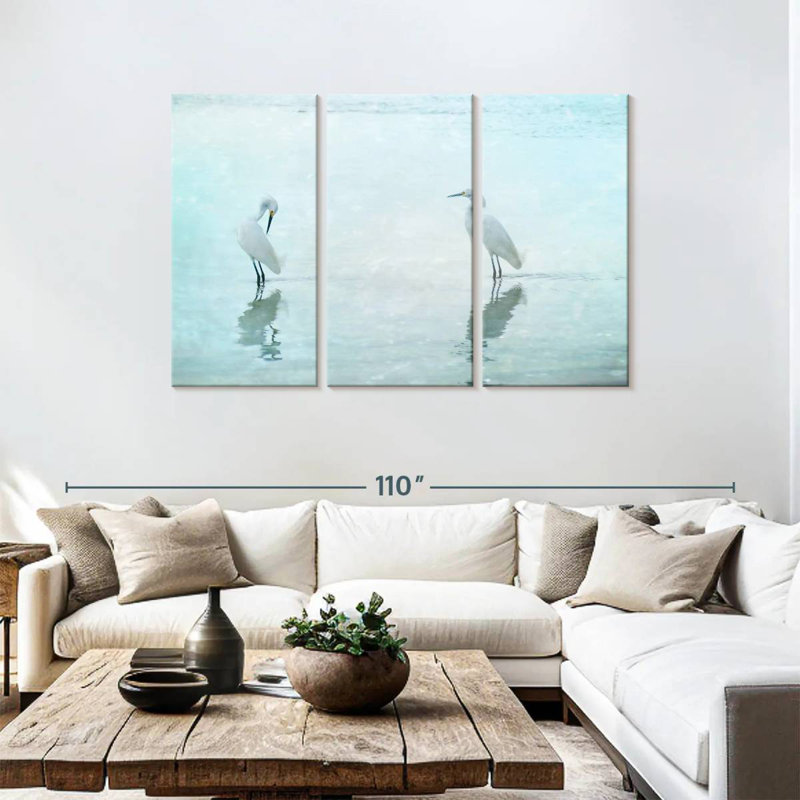 Brampt White Cranes, 48" H x 74" W