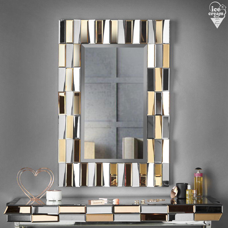Pindall 78cm Glass Top Console Table, Rose Gold/Silver