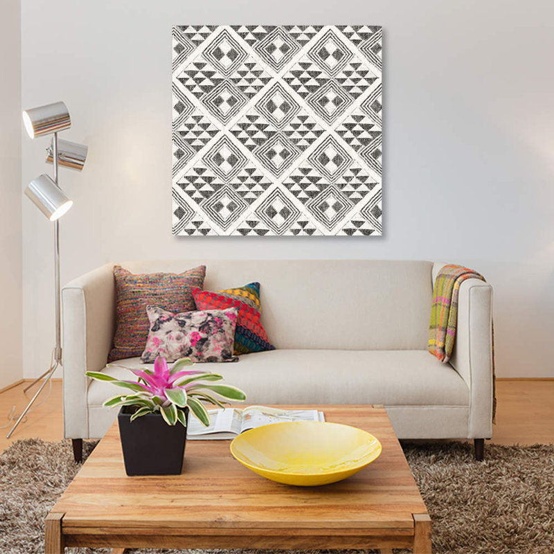 «African Wild Pattern, B&W II», impression sur toile, H 26 po x l 26 po x P 1,5 po, Pas de tapis, Toile tendue