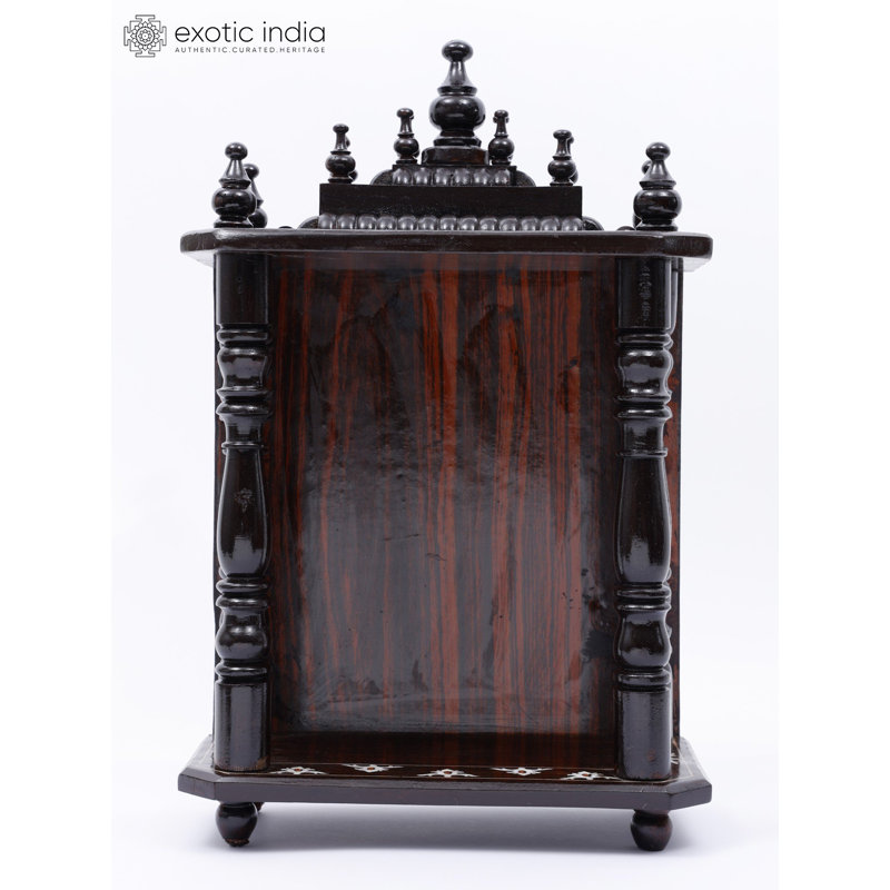 Hand-Carved Wooden Wall-Mounted Puja Mandir, 18-Inch Traditional Home Shrine