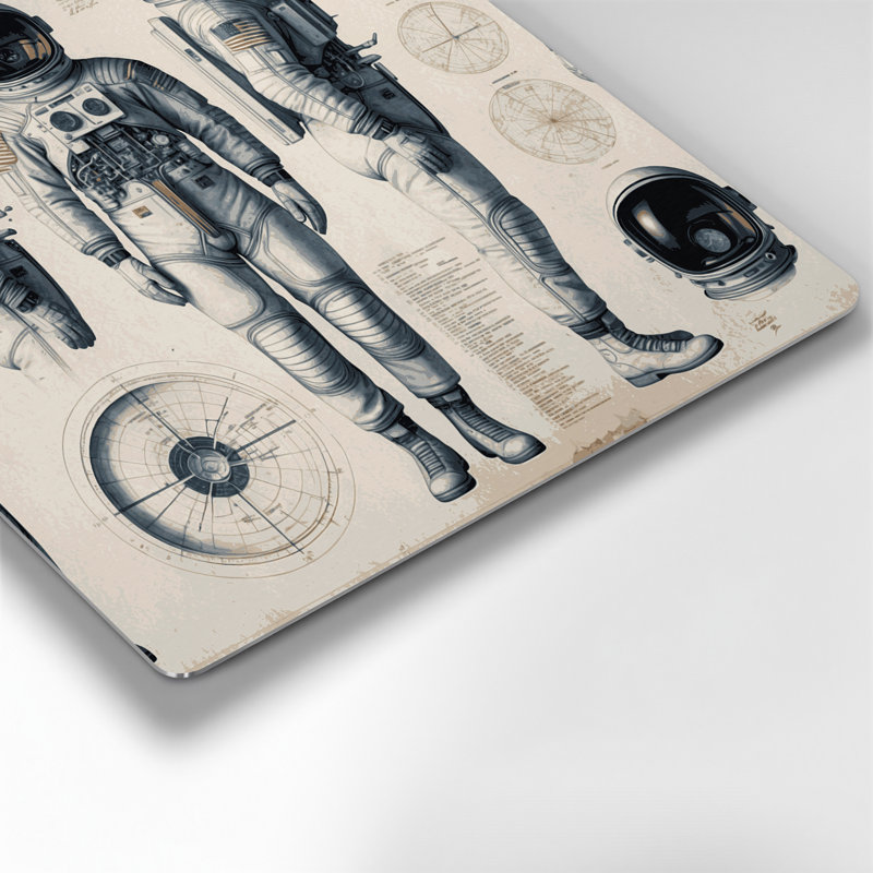 Dessins techniques, art mural en métal beige, H 12 po x l 12 po