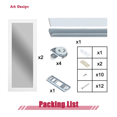 80"H Full Length Mirrors Sliding Closet Door with Hardware Kit & Handles