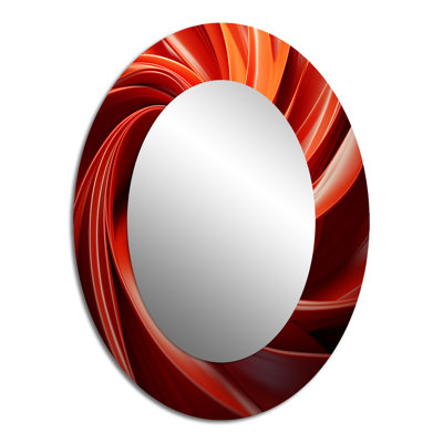 Orange And Red Abstract Spiral Dreamscape II - Orange Oval Wall Mirror Decor