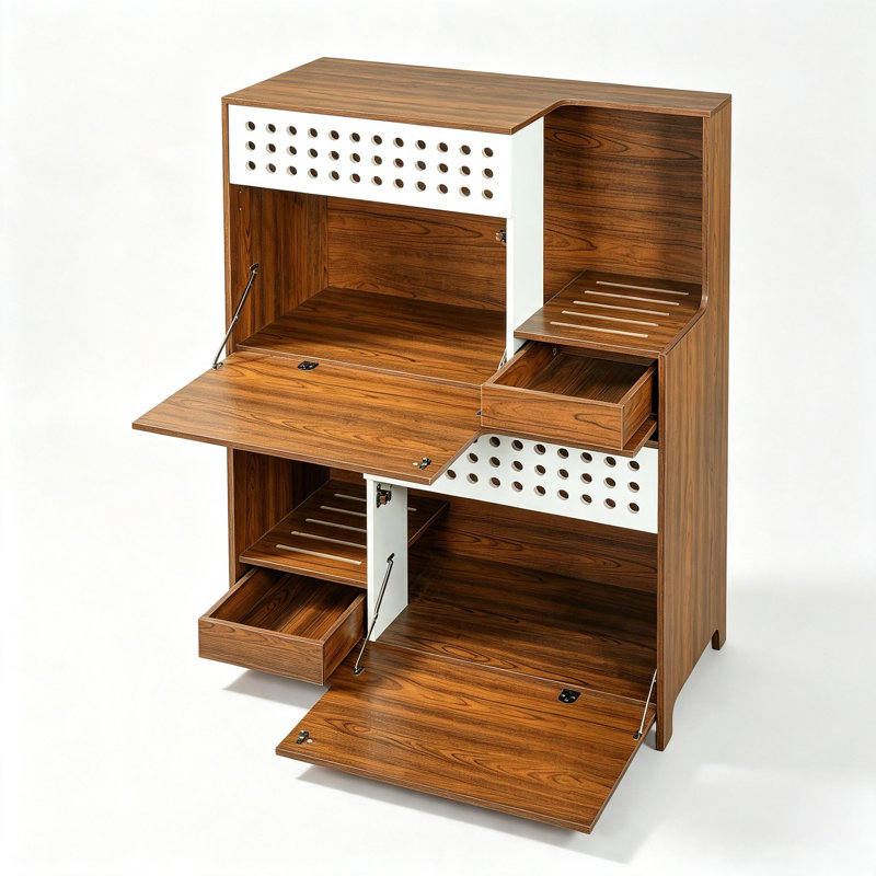 Table d'appoint cachée pour litière avec rangement, Brun