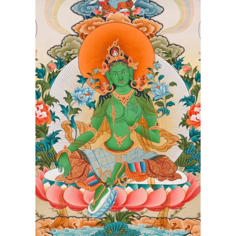21 Taras verts de la lignée Chogyur Linpa (Brocadeless Thangka)