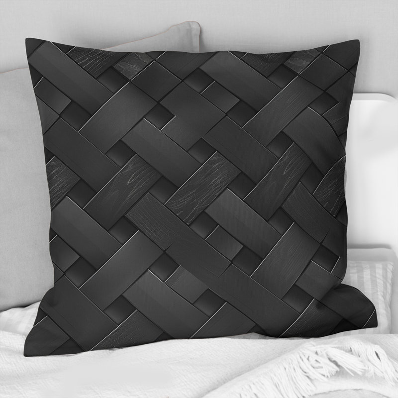 Coussin décoratif noir Modern, H 18 po x l 18 po