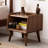 Solid Wood Bedside Cabinet, Simple Nightstand, Brown Beech, Open Compartments, Rounded Edges European Beech Storage Unit, Compact Round Night Table, Low Odor, Quick Setup