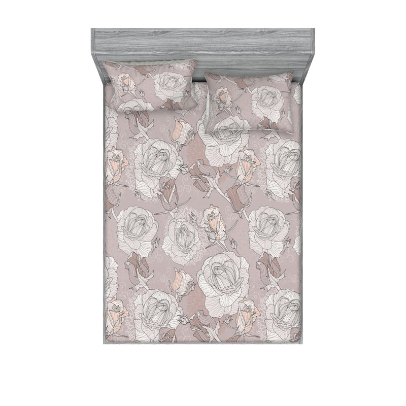 Drap-housse et taie décorative simple Ambesonne, Ensemble de draps pour lit double avec 2 taies d'o