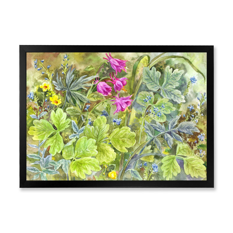 Plants in Flowering Garden - reproduction d'art sur toile, Cadre photo noir, H 8 po x l 12 po x P 1 po