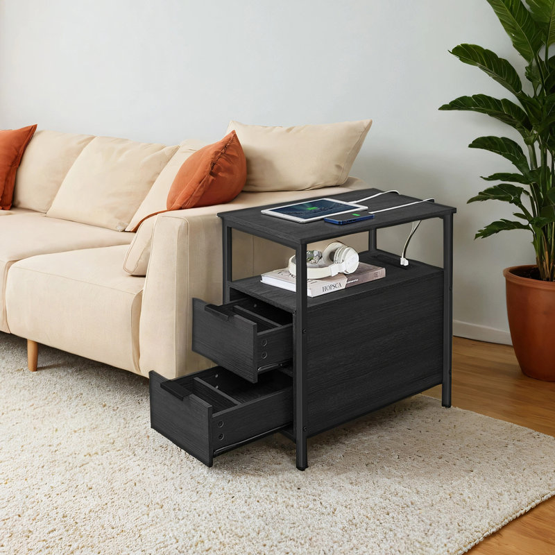 Table d'appoint avec station de charge, Noir