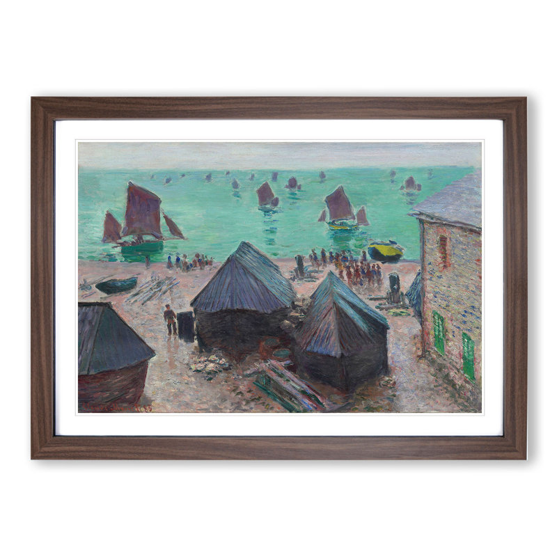 Departure of the Boats by Claude Monet - Picture Frame Painting, 27cm H x 36cm W x 2cm D, Walnut Framed