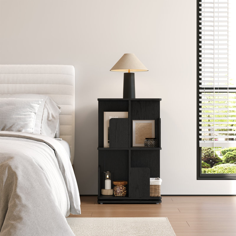 Rotating Bookshelf, 2 Tier Small Bookcase Corner Shelves Display Storage Tower Space-saving Revolving For Small Space, Black
