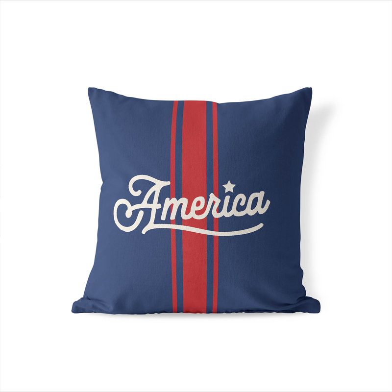 Coussin décoratif America, Bleu, Carré 16 po