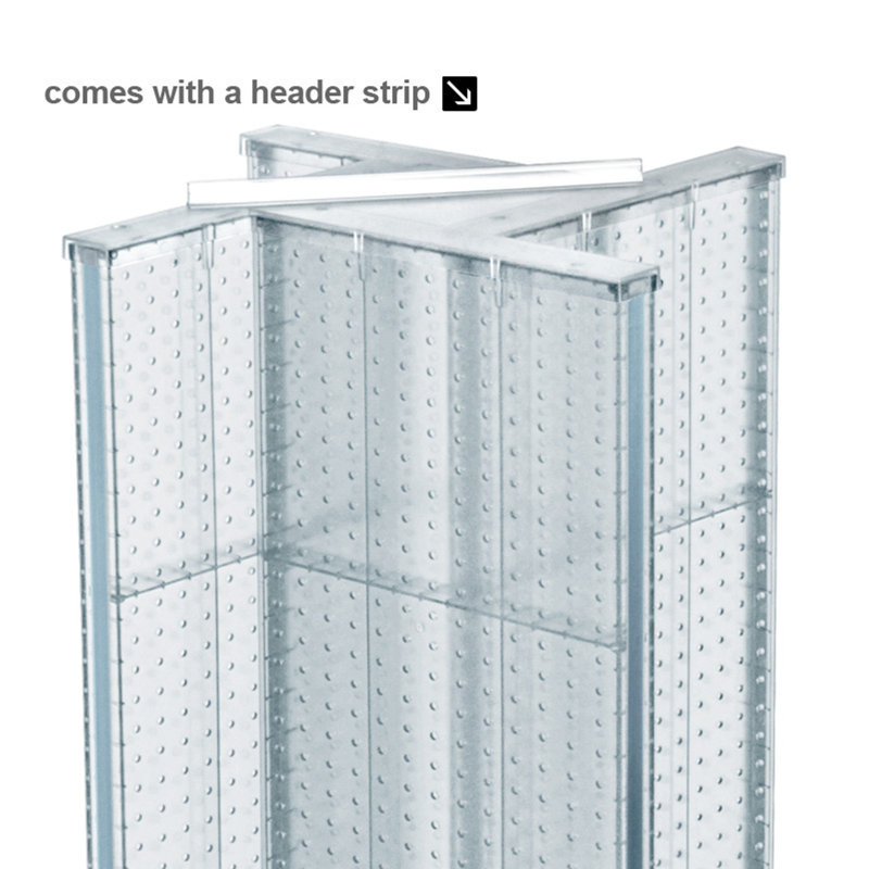 Pinwheel Pegboard Floor Display on Revolving Wheeled Base. Spinner Rack Stand. Panel Size: 13.5"W x 44"H