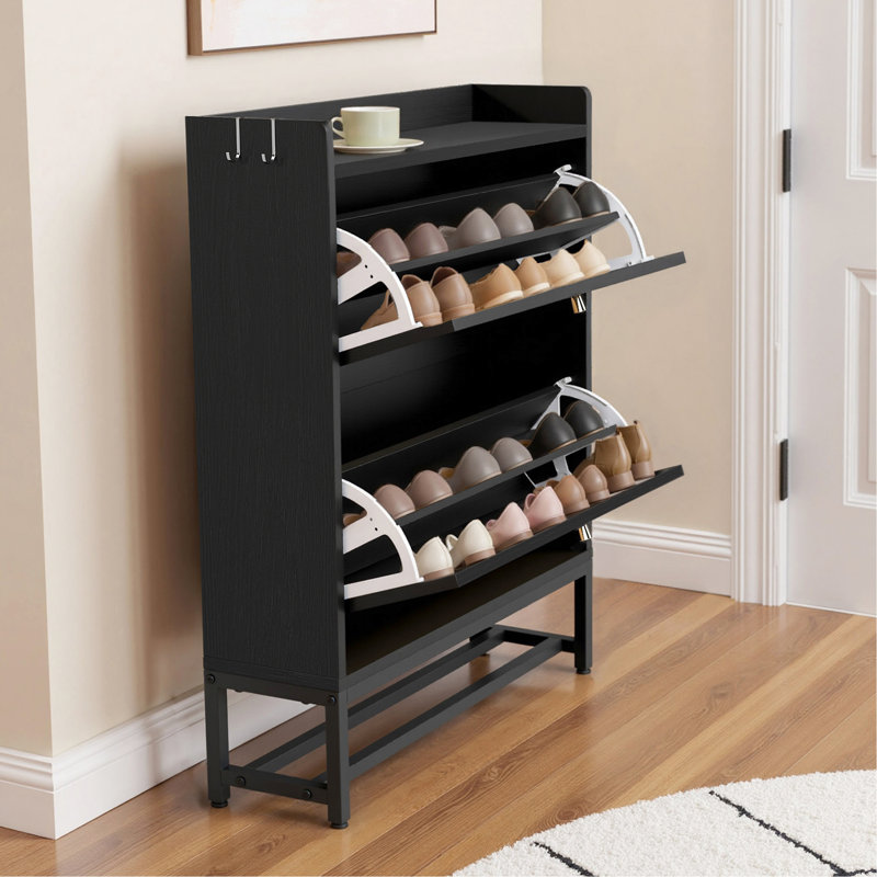Armoire de rangement pour chaussures Slim, Noir