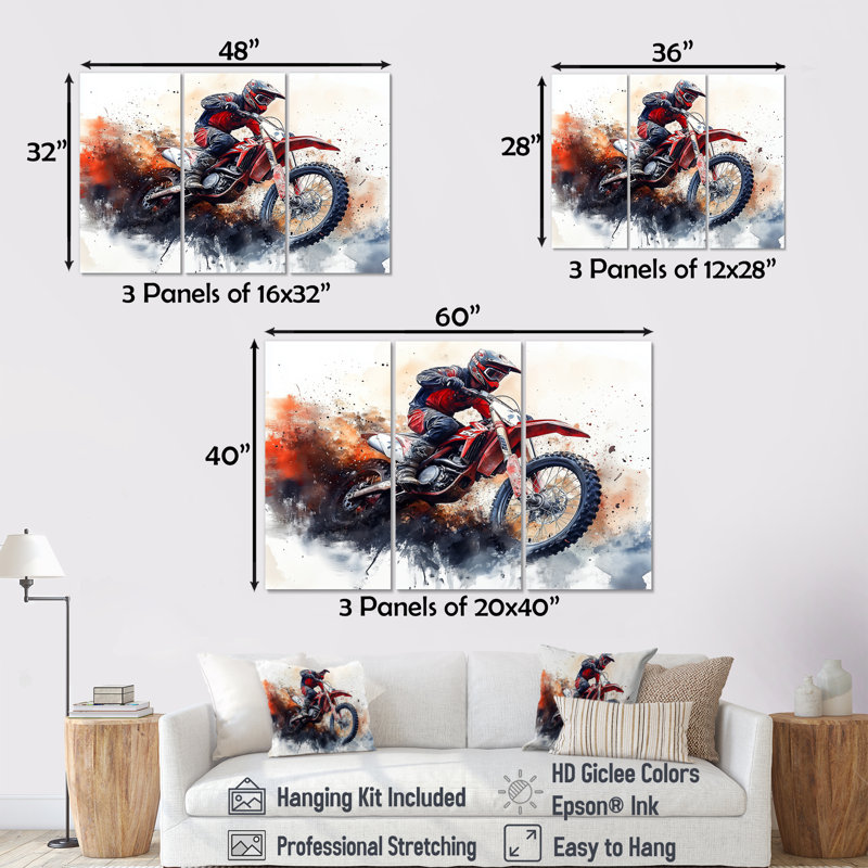 Ensemble de salon Red Moto X Mayhem, Toile tendue, H 32 po x l 48 po x P 1 po
