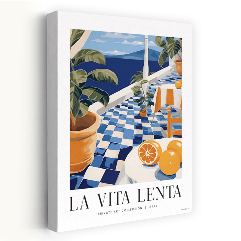 Art contemporain de paysage côtier abstrait La Vita Lenta, H 36 po x l 24 po