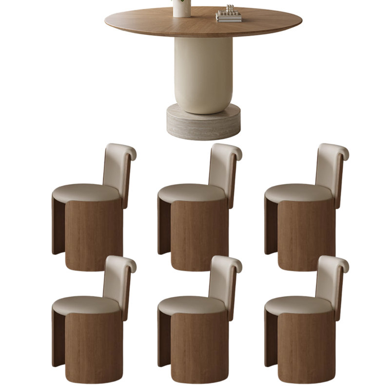Table ronde créative en chêne durable haut de gamme Creative, Crème / brun, H 29,52 po x L 47,24 po x l 47,24 po