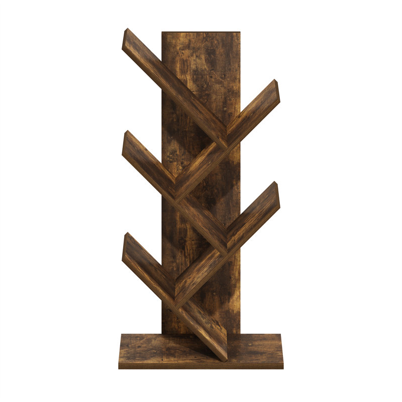 Nebih 77.01cm H x 40.01cm W Step Bookcase, Rustic Brown