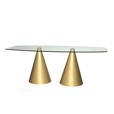 Bedminster Glass Top Metal Base Dining Table