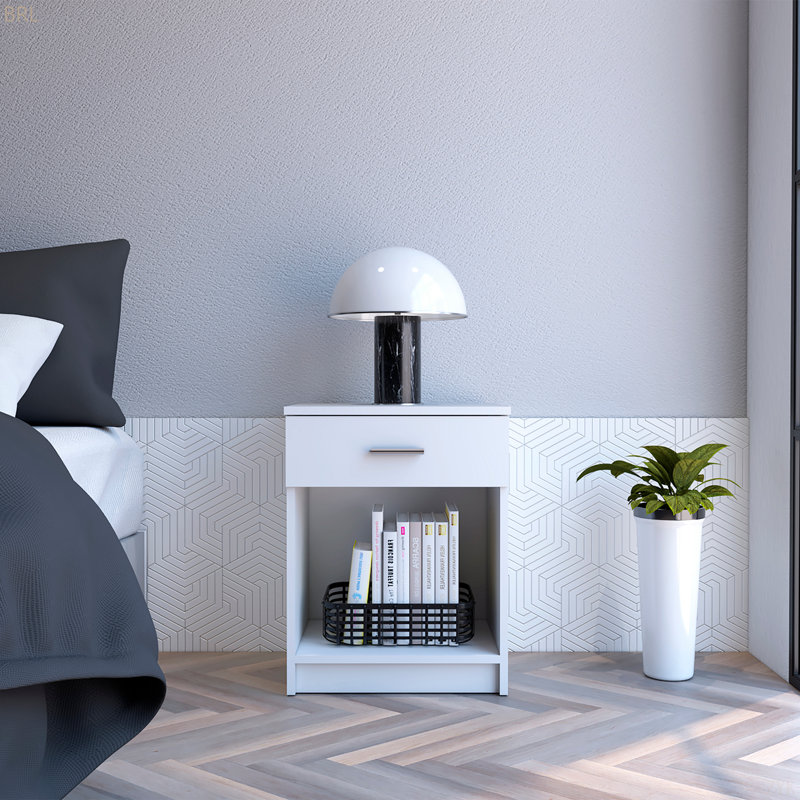 Single Drawer, Lower Shelf, Light Gray